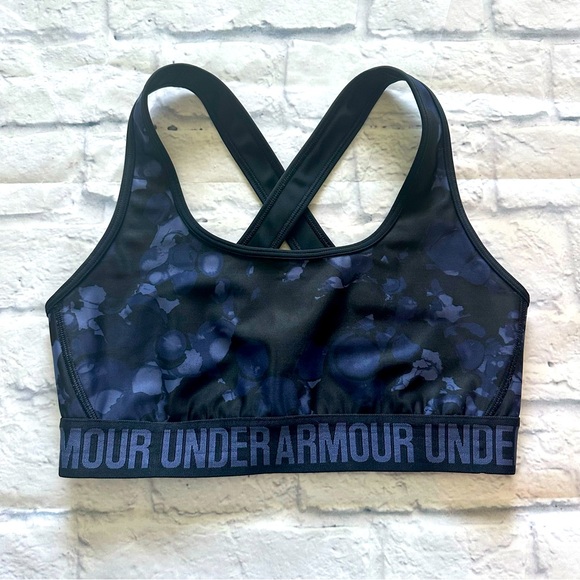 Under Armour Black & Blue Compression Sports Bra | Size Medium - Picture 1 of 4